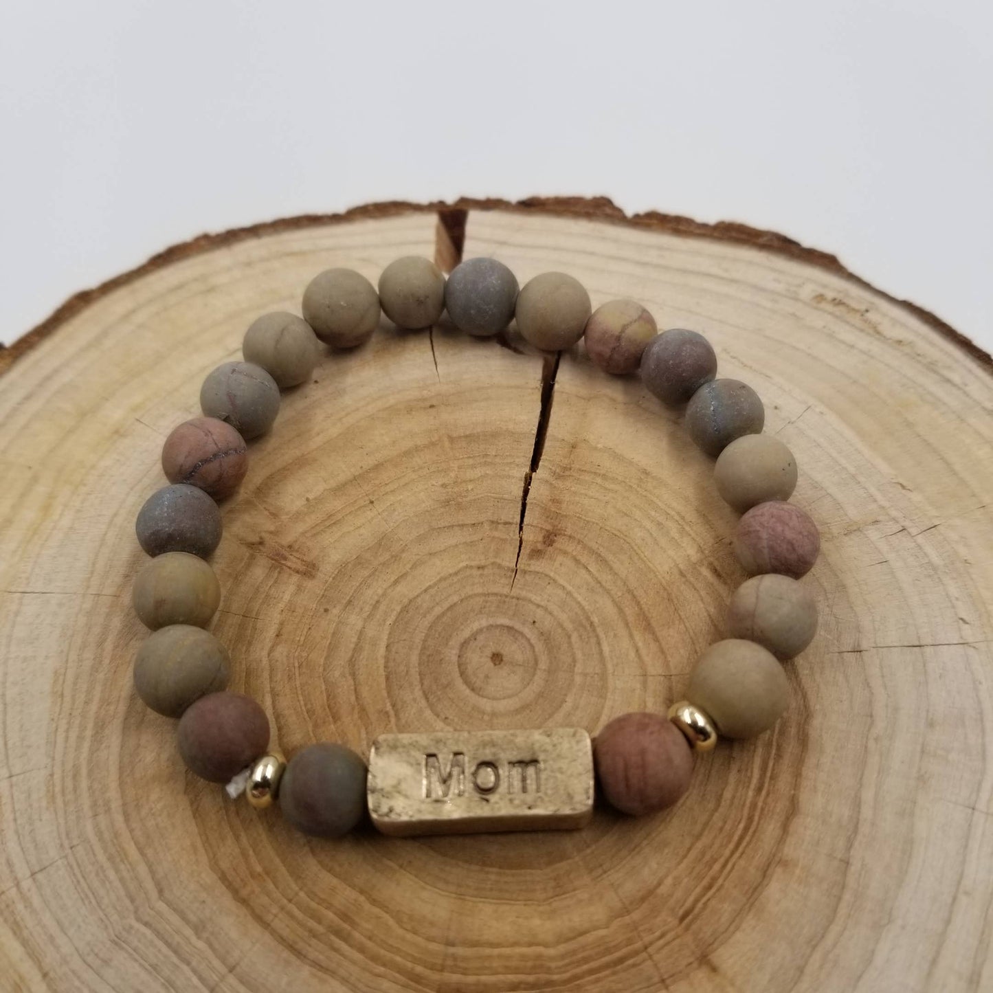 CHAKRA JEWELRY - Amazon Stone Bracelet With MOM Label: Brown