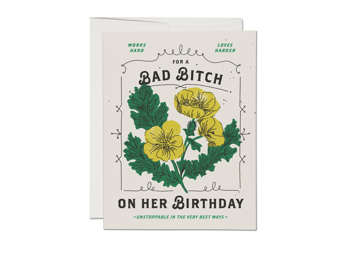 Red Cap Cards - Bad Bitch birthday greeting card