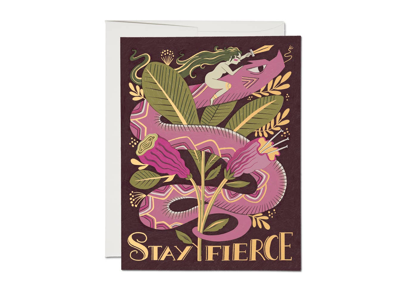 Red Cap Cards - Fierce Snake friendship greeting card: Singles