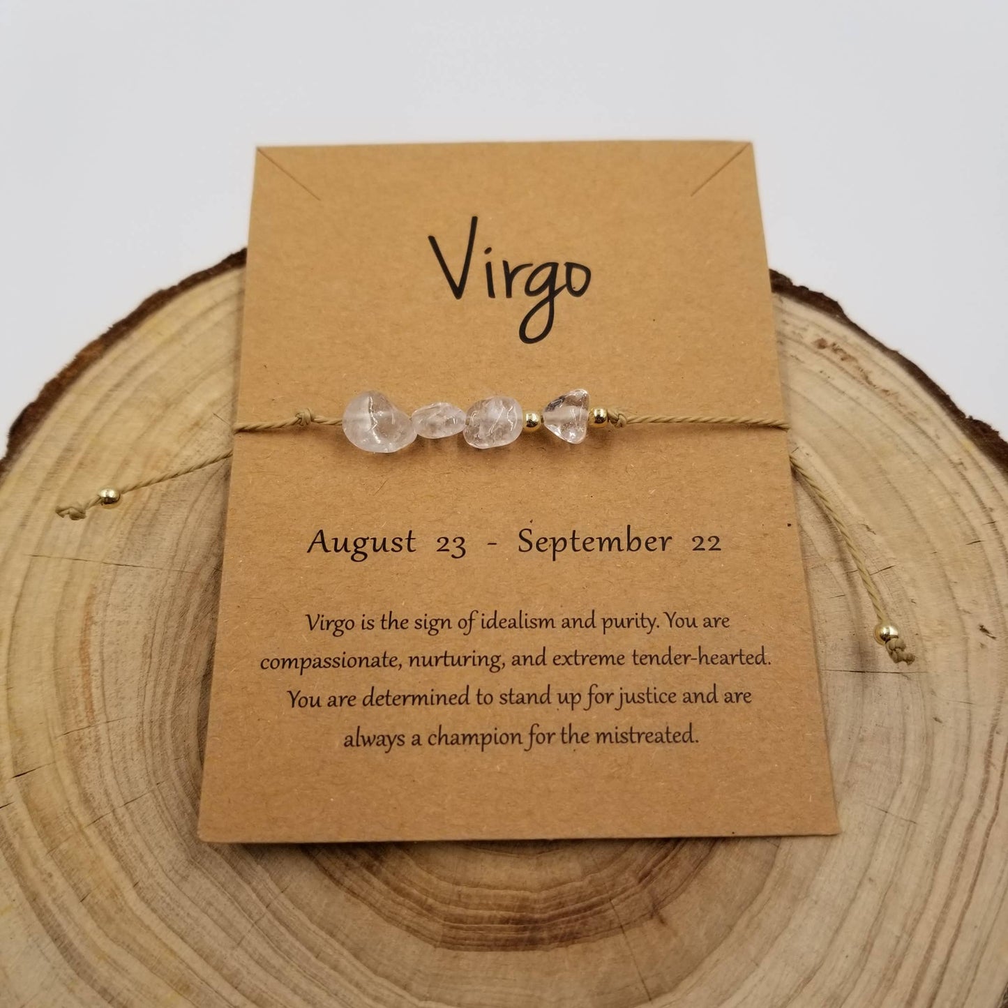 CHAKRA JEWELRY - Natural Stone Handwoven Constellation Bracelet with Card: Virgo