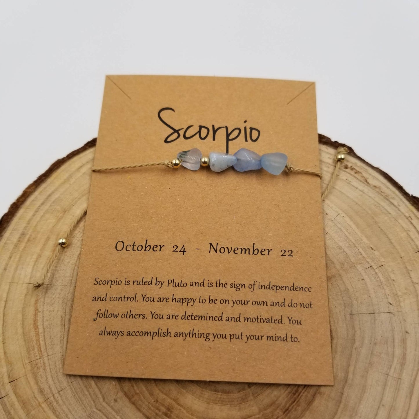 CHAKRA JEWELRY - Natural Stone Handwoven Constellation Bracelet with Card: Scorpio