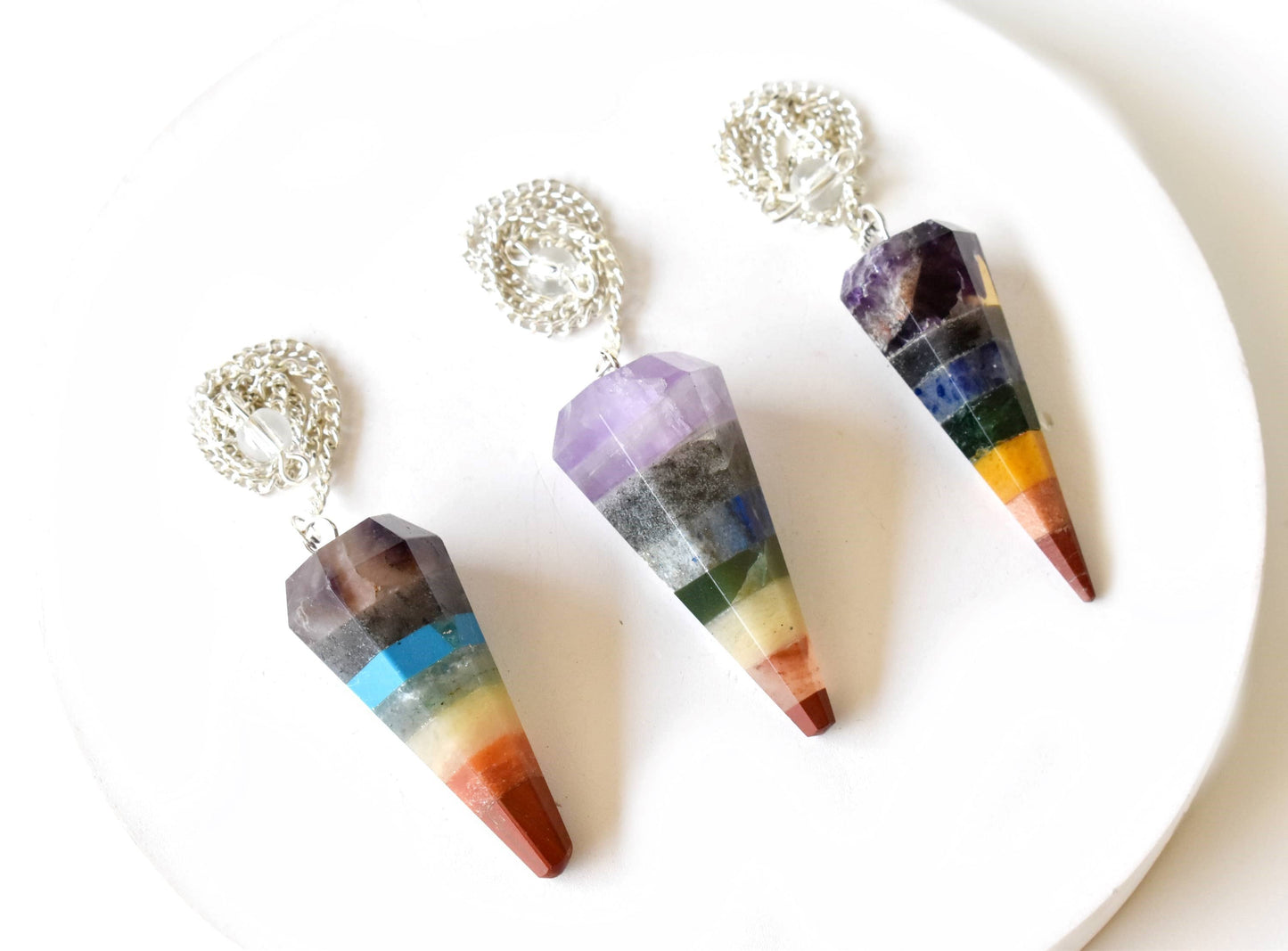 Soothing Crystals - Chakra Pendulum, Hexagon shape Crystal faceted Pendulums: Faceted