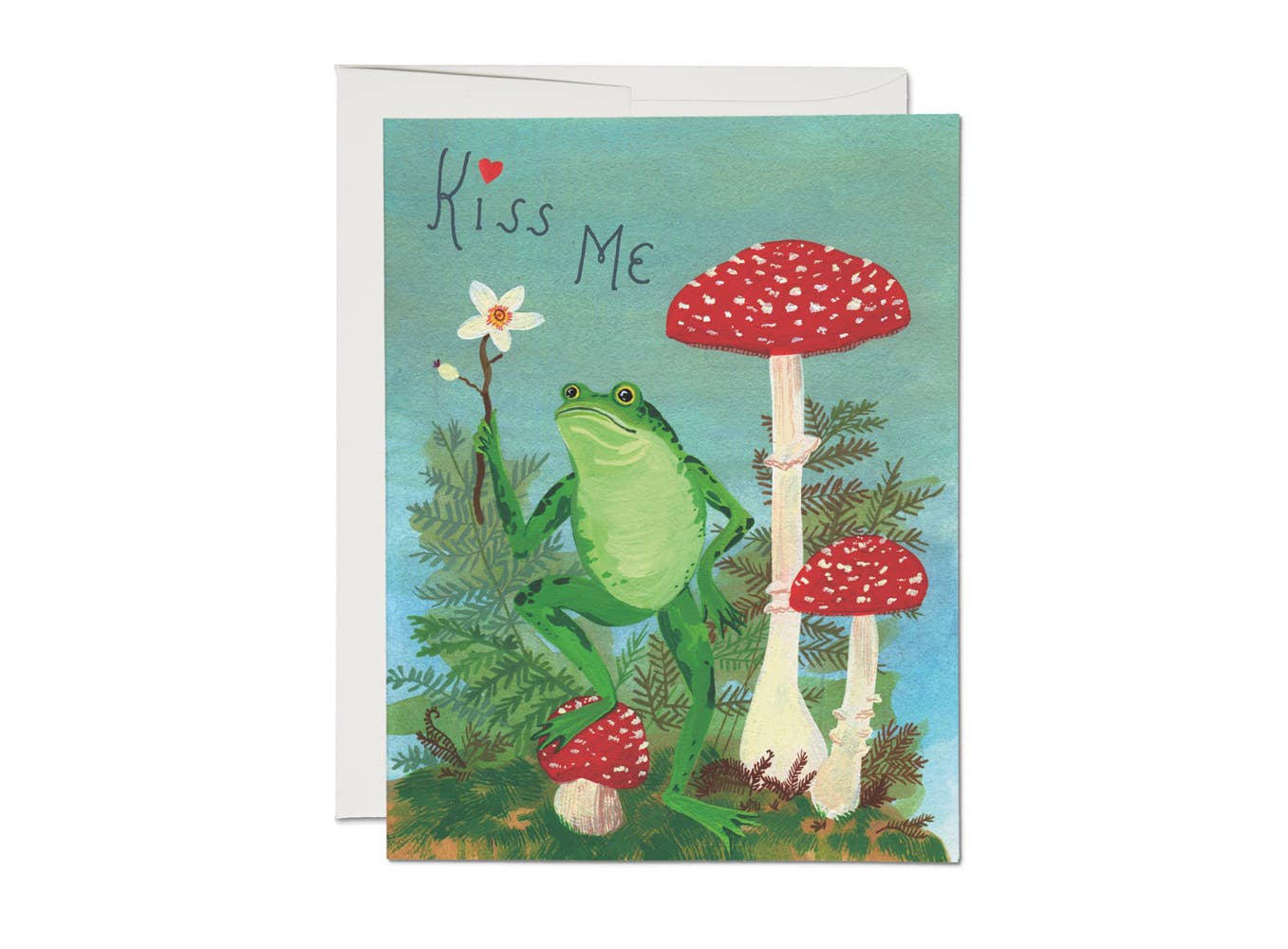 Red Cap Cards - Kiss Me love greeting card: Singles