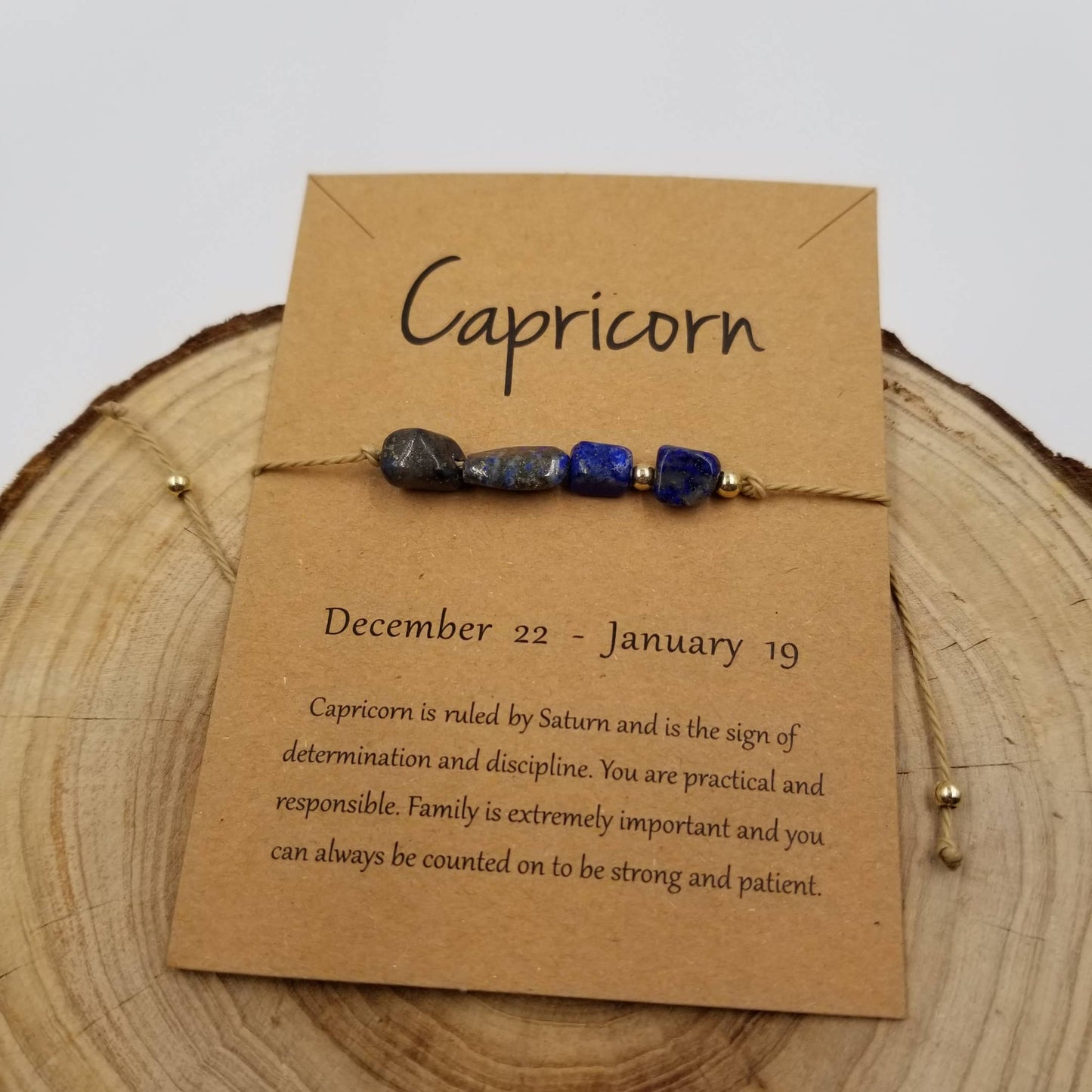 CHAKRA JEWELRY - Natural Stone Handwoven Constellation Bracelet with Card: Sagittarius