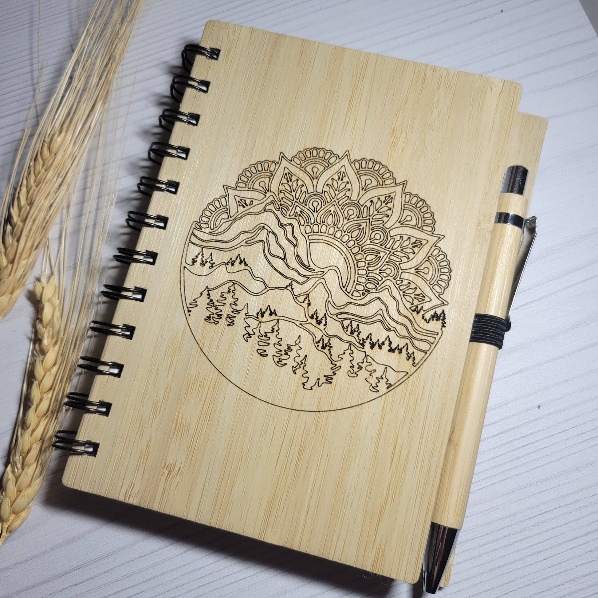 Elskas Designs - Engraved Bamboo Notebook with Pen – Sunset Park Provisions