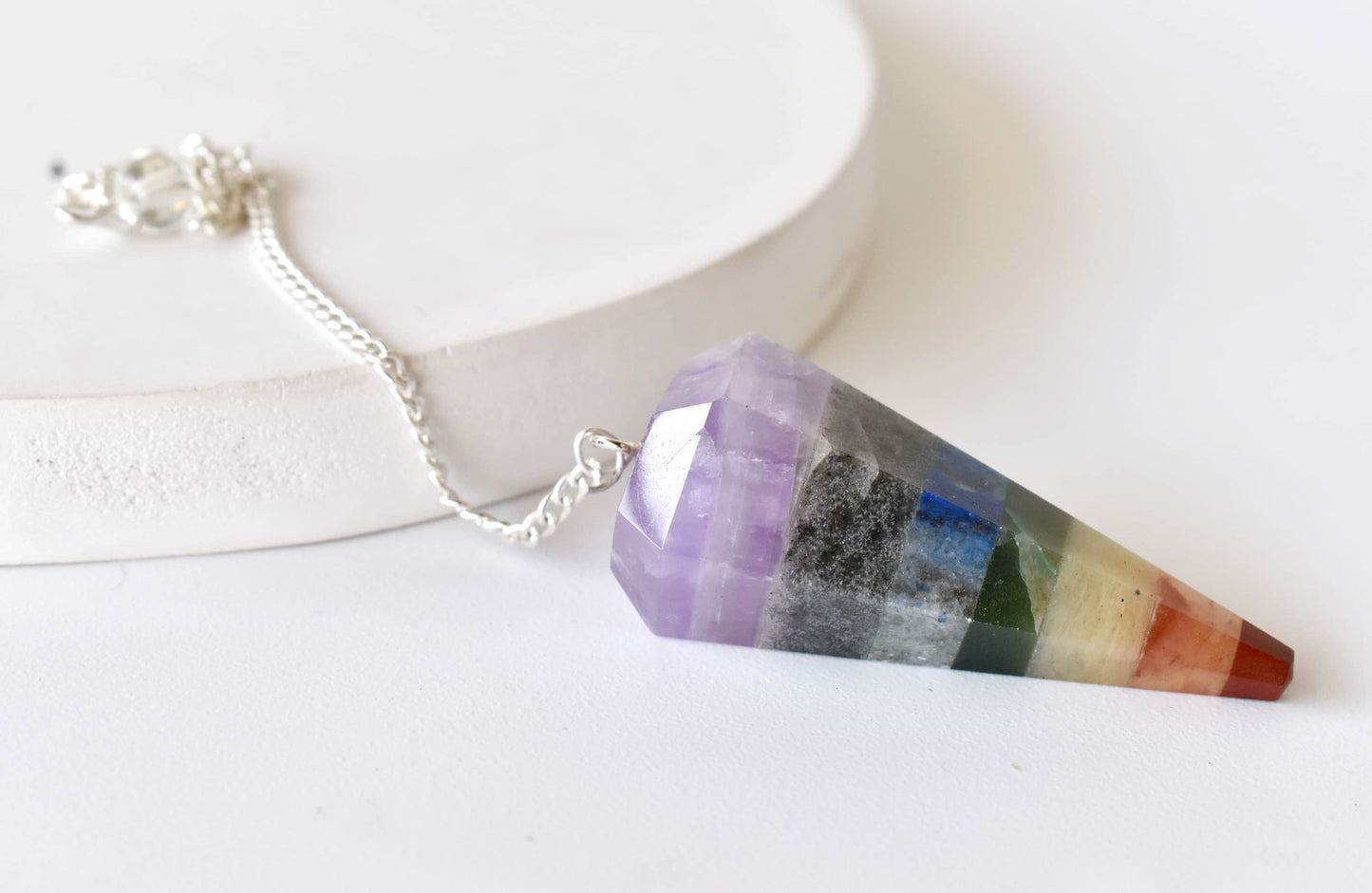 Soothing Crystals - Chakra Pendulum, Hexagon shape Crystal faceted Pendulums: Faceted