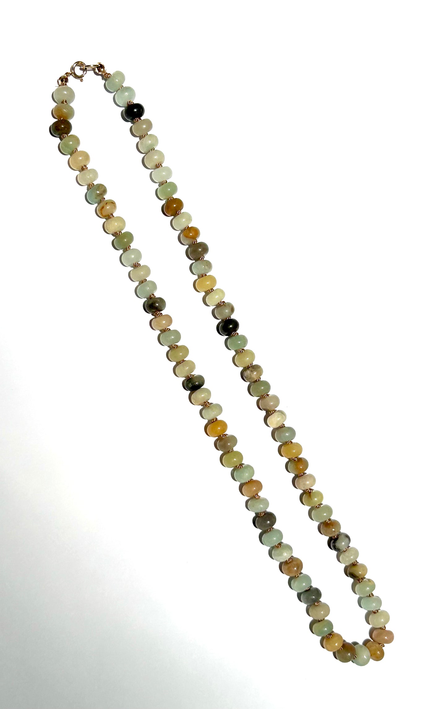 T NUG Dune no.2 Amazonite Gemstones on Beige Silk Cord 17''