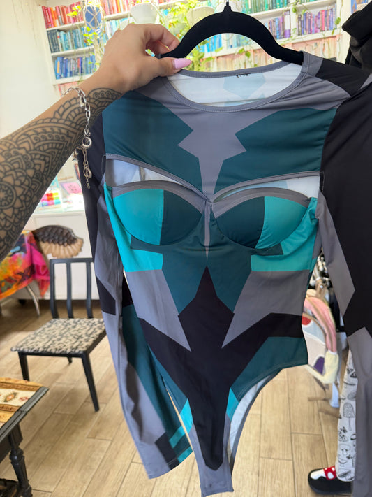 Star Seed Squad - Blue Geomatic Padded Leotard