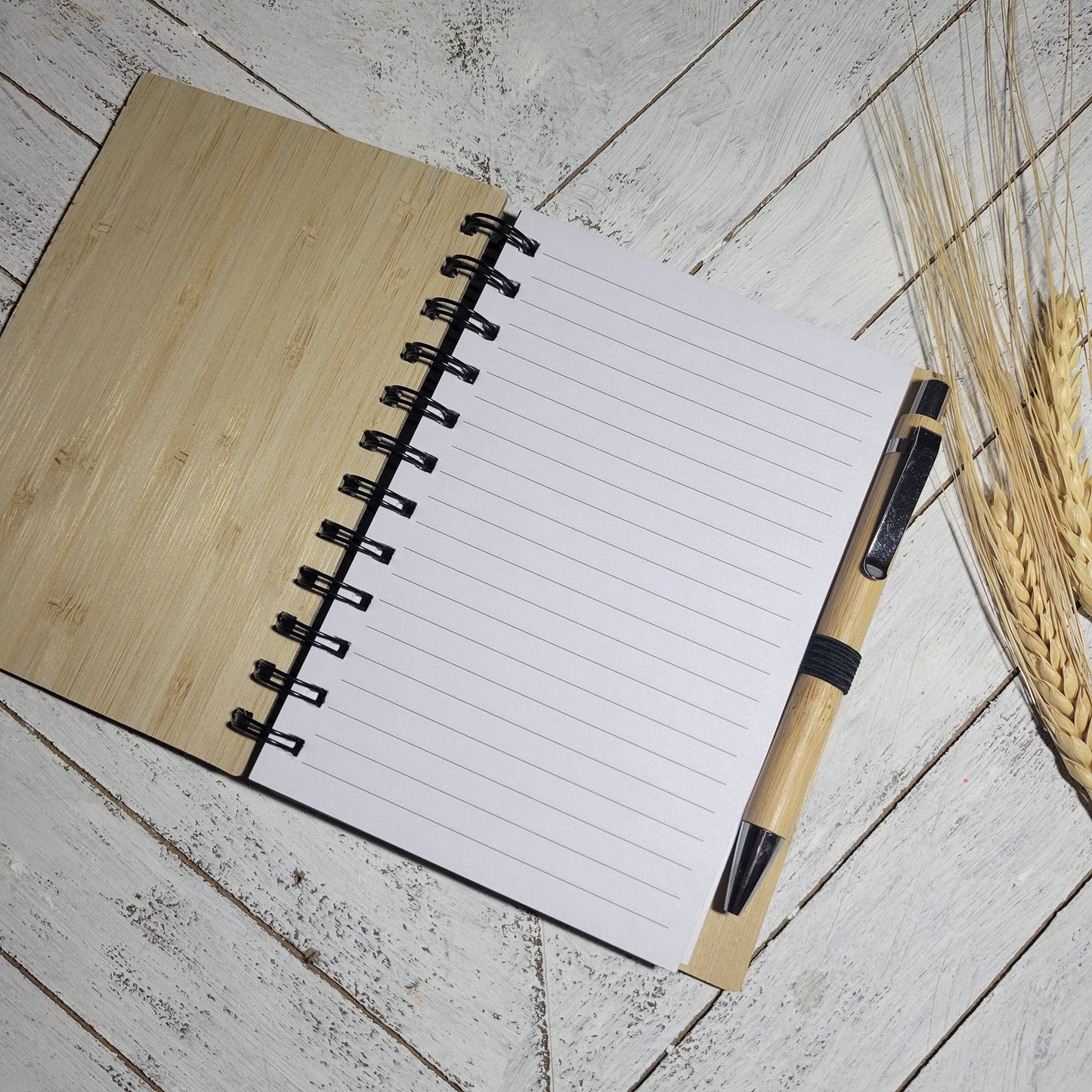 Elskas Designs - Engraved Bamboo Notebook with Pen