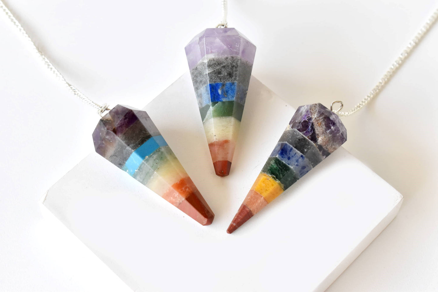 Soothing Crystals - Chakra Pendulum, Hexagon shape Crystal faceted Pendulums: Faceted