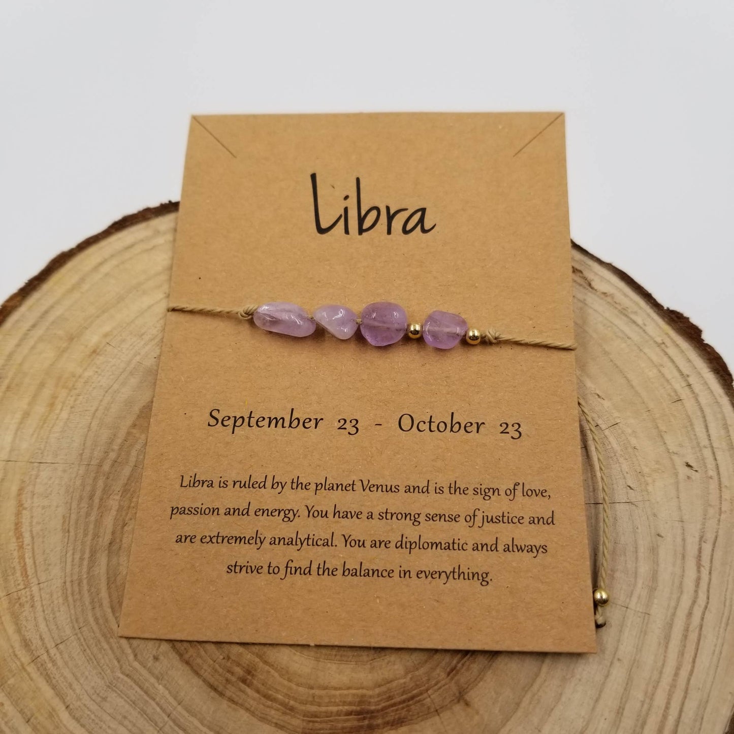 CHAKRA JEWELRY - Natural Stone Handwoven Constellation Bracelet with Card: Pisces