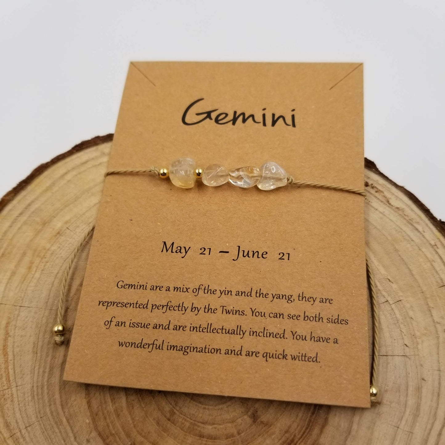 CHAKRA JEWELRY - Natural Stone Handwoven Constellation Bracelet with Card: Pisces