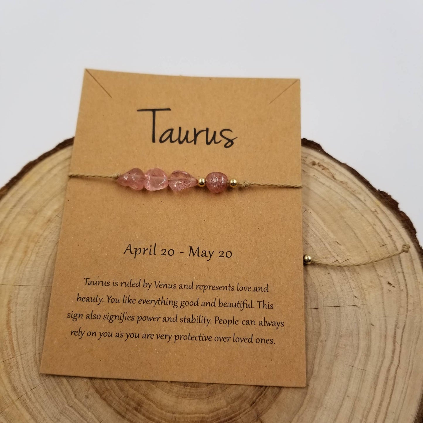 CHAKRA JEWELRY - Natural Stone Handwoven Constellation Bracelet with Card: Pisces