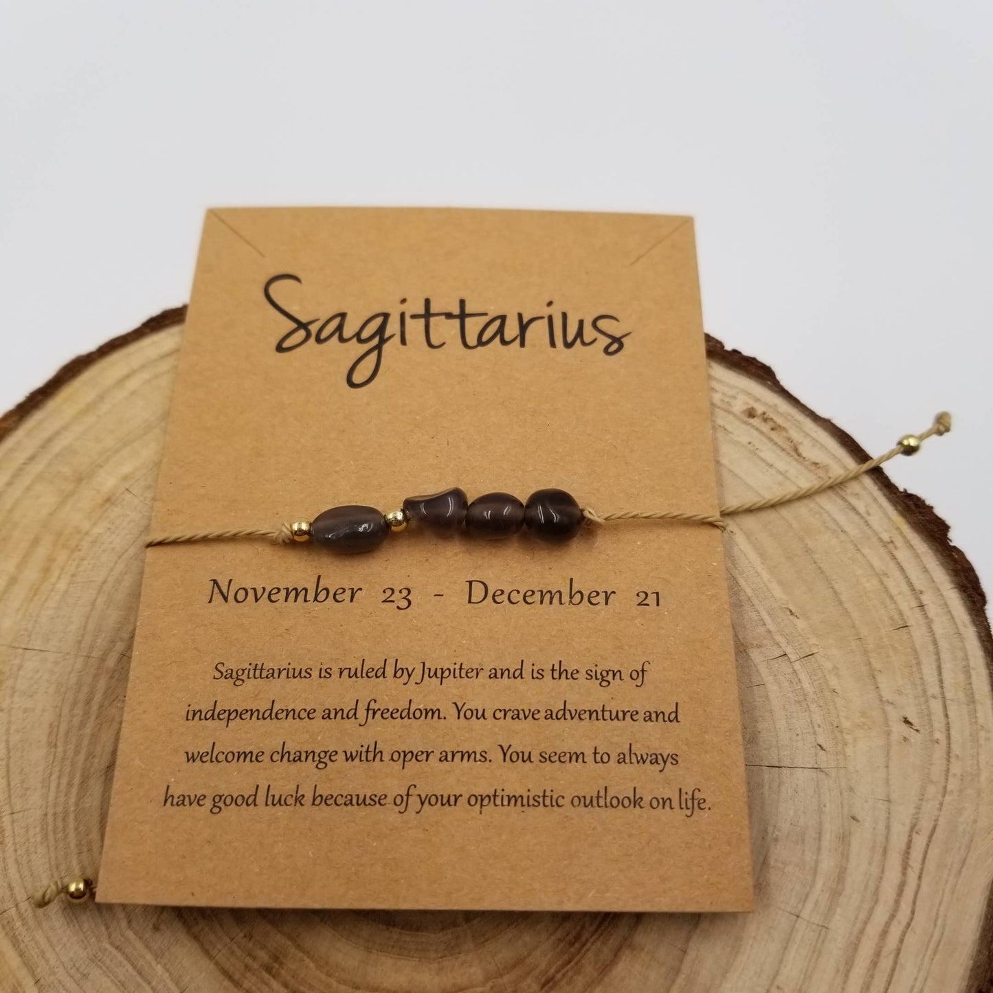 CHAKRA JEWELRY - Natural Stone Handwoven Constellation Bracelet with Card: Sagittarius