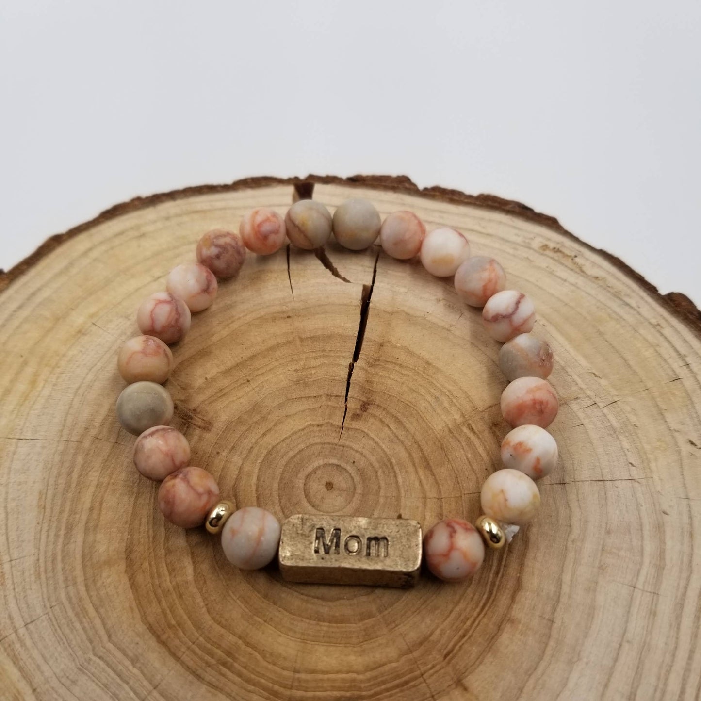 CHAKRA JEWELRY - Amazon Stone Bracelet With MOM Label: Brown