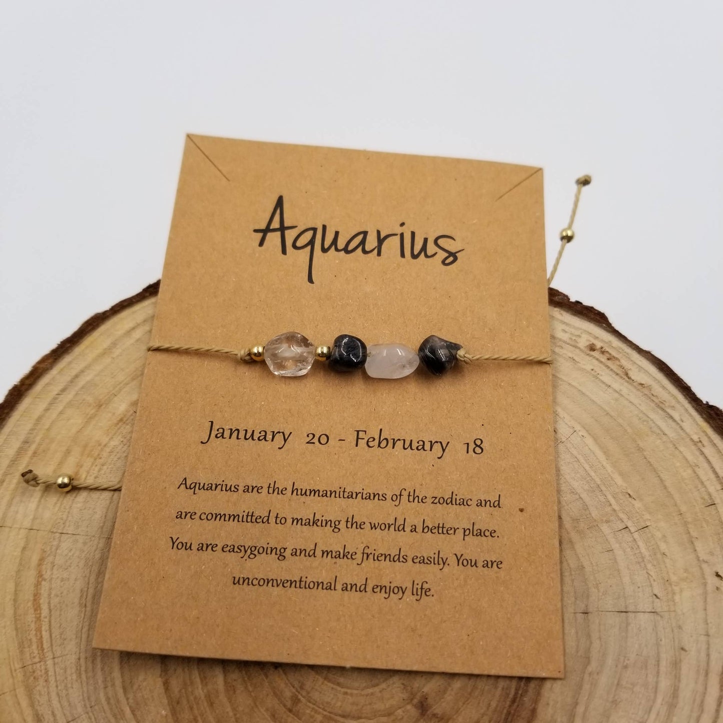 CHAKRA JEWELRY - Natural Stone Handwoven Constellation Bracelet with Card: Pisces