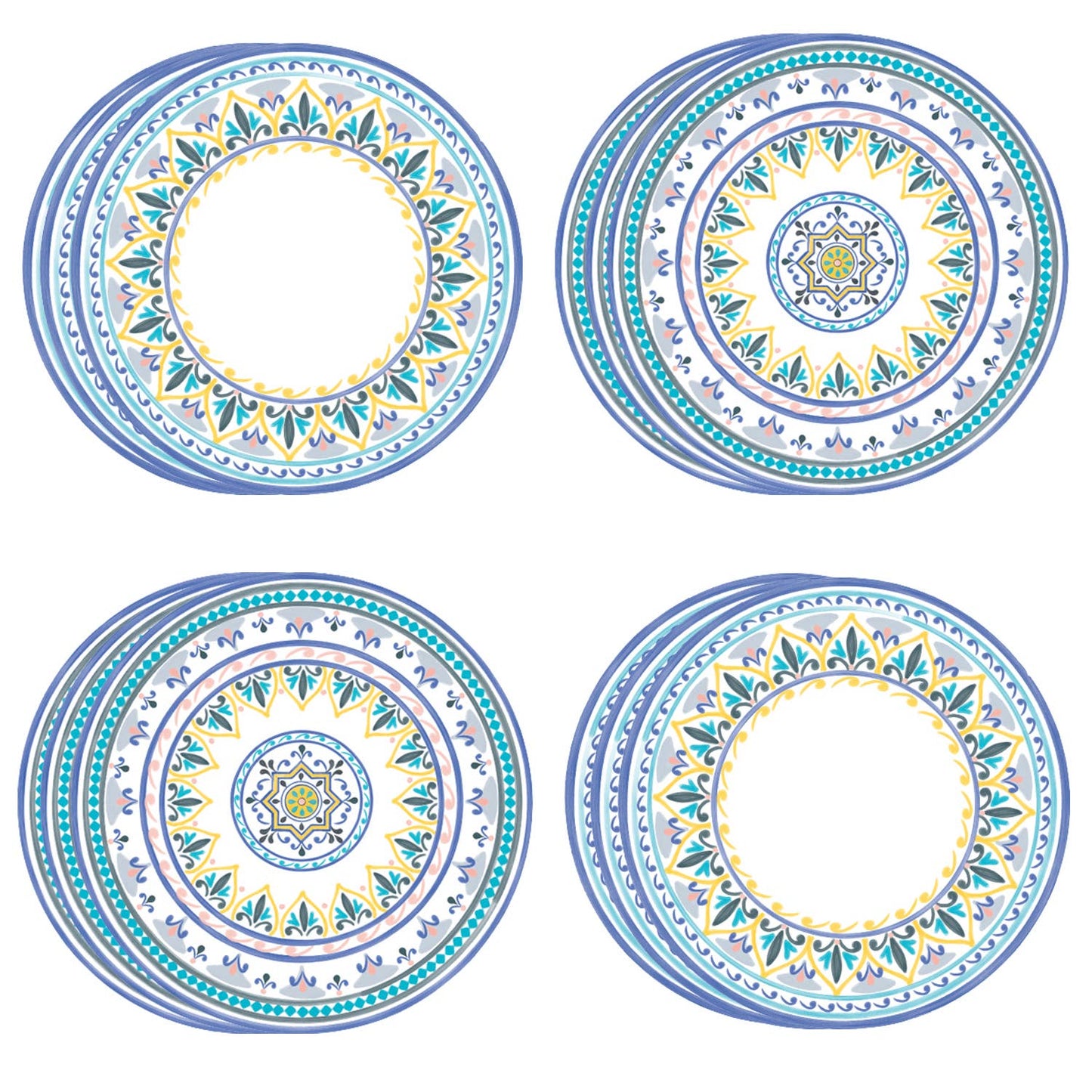 Souk Blue Paper Plates for Summer Party - 12 Pack