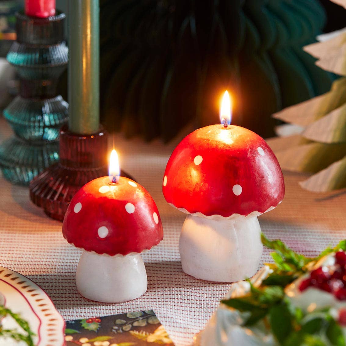 Red Toadstool Mushroom Candle, Fall Décor - Large